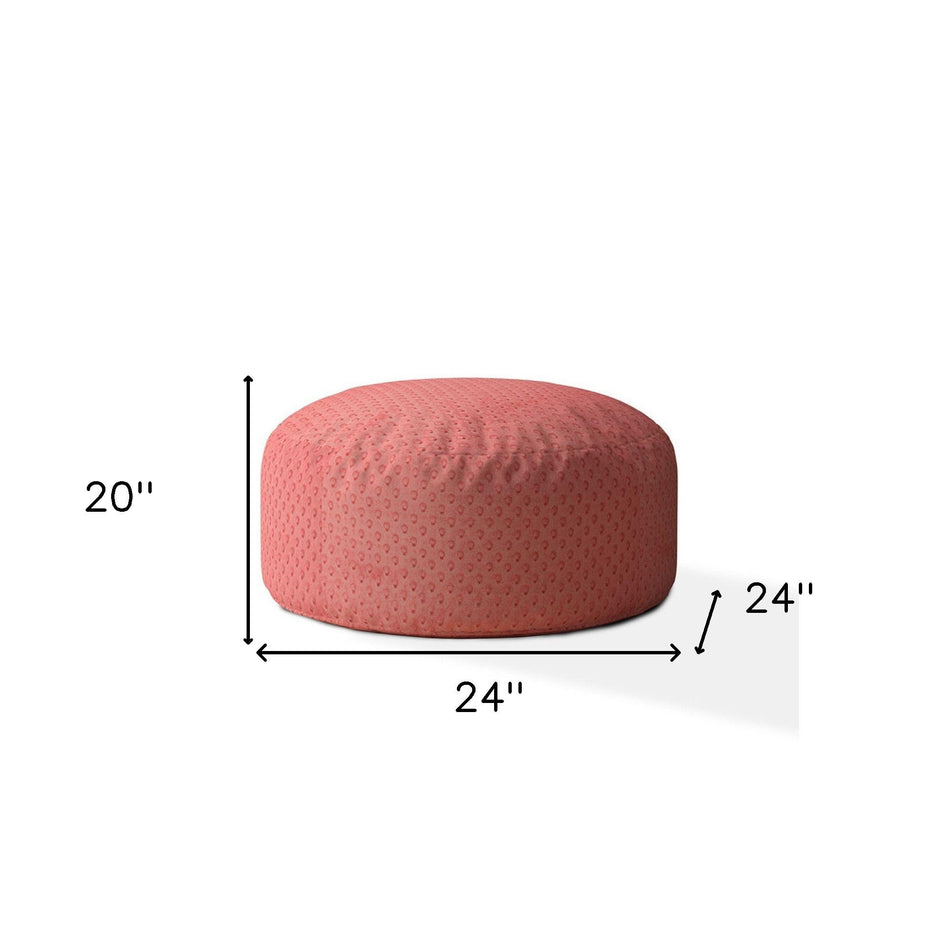 Polyester Round Pouf Ottoman - Coral