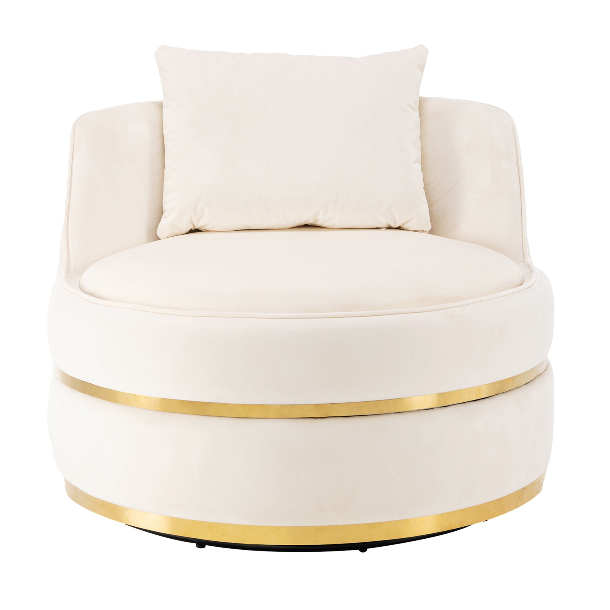 360° Swivel Accent Chair Velvet Modern Upholstered Barrel Chair Over-Sized Soft Chair With Seat Cushion For Living Room