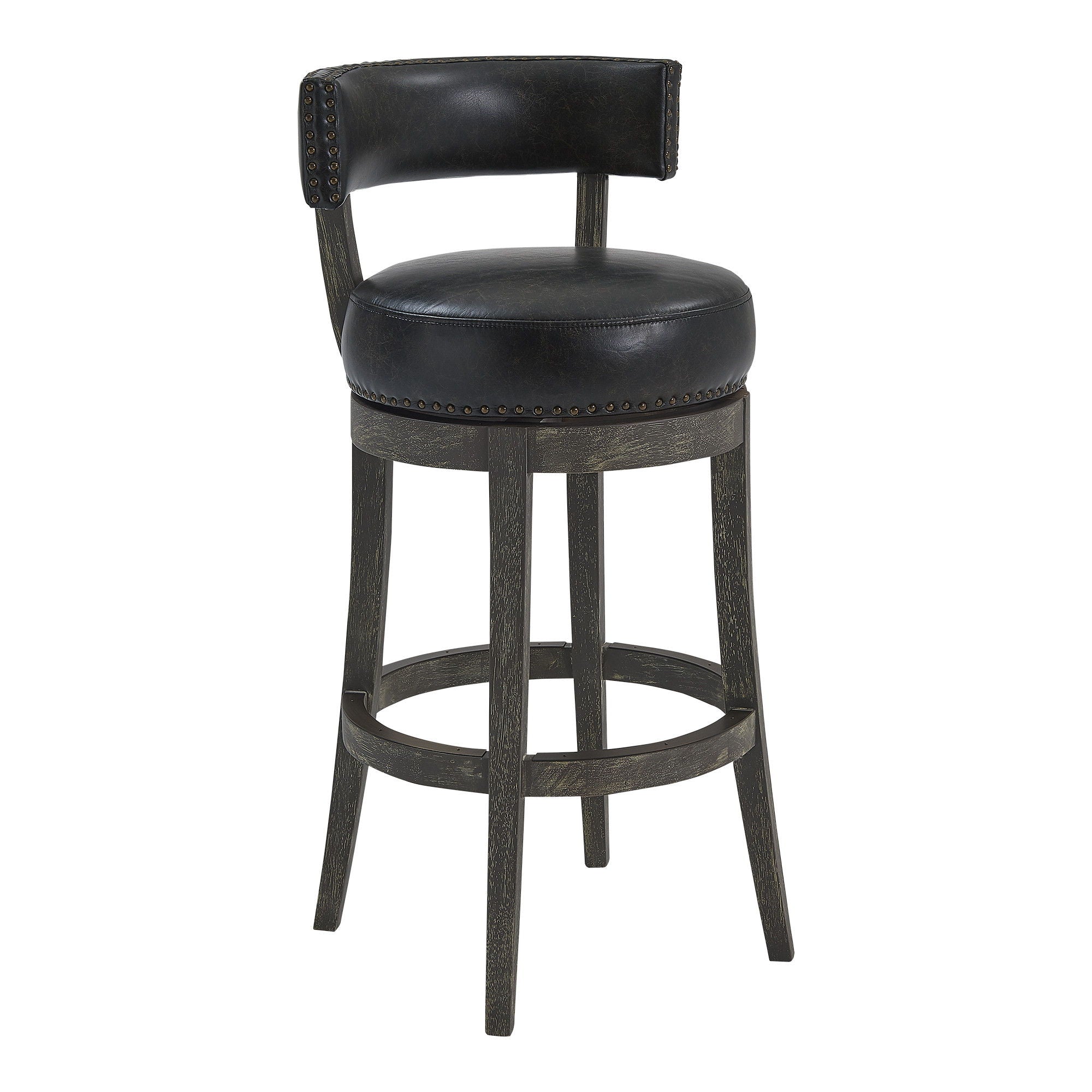 Solid Wood Swivel Low Back Bar Height Bar Chair - Onyx And Gray