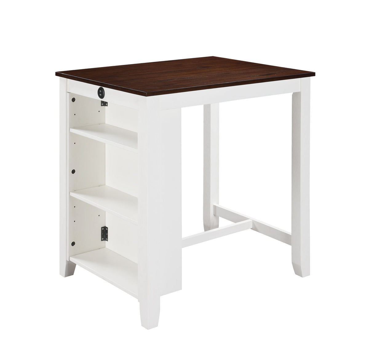 Graham - Small Space Counter Height Dining Table With USB Charging Ports And Shelves White by Lilola Home | Bel Furniture