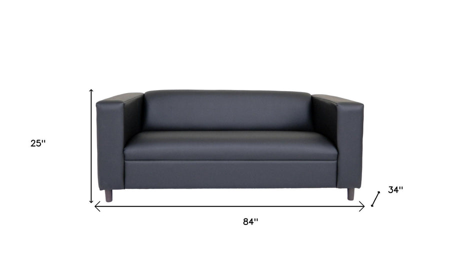 Faux Leather Sofa - Black