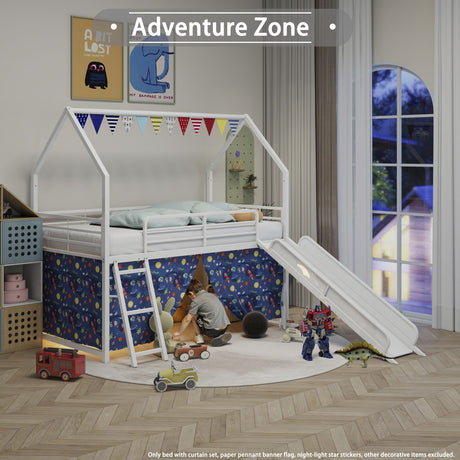 Jack - House Loft Bed With Slide And Curtain Set - view 6
