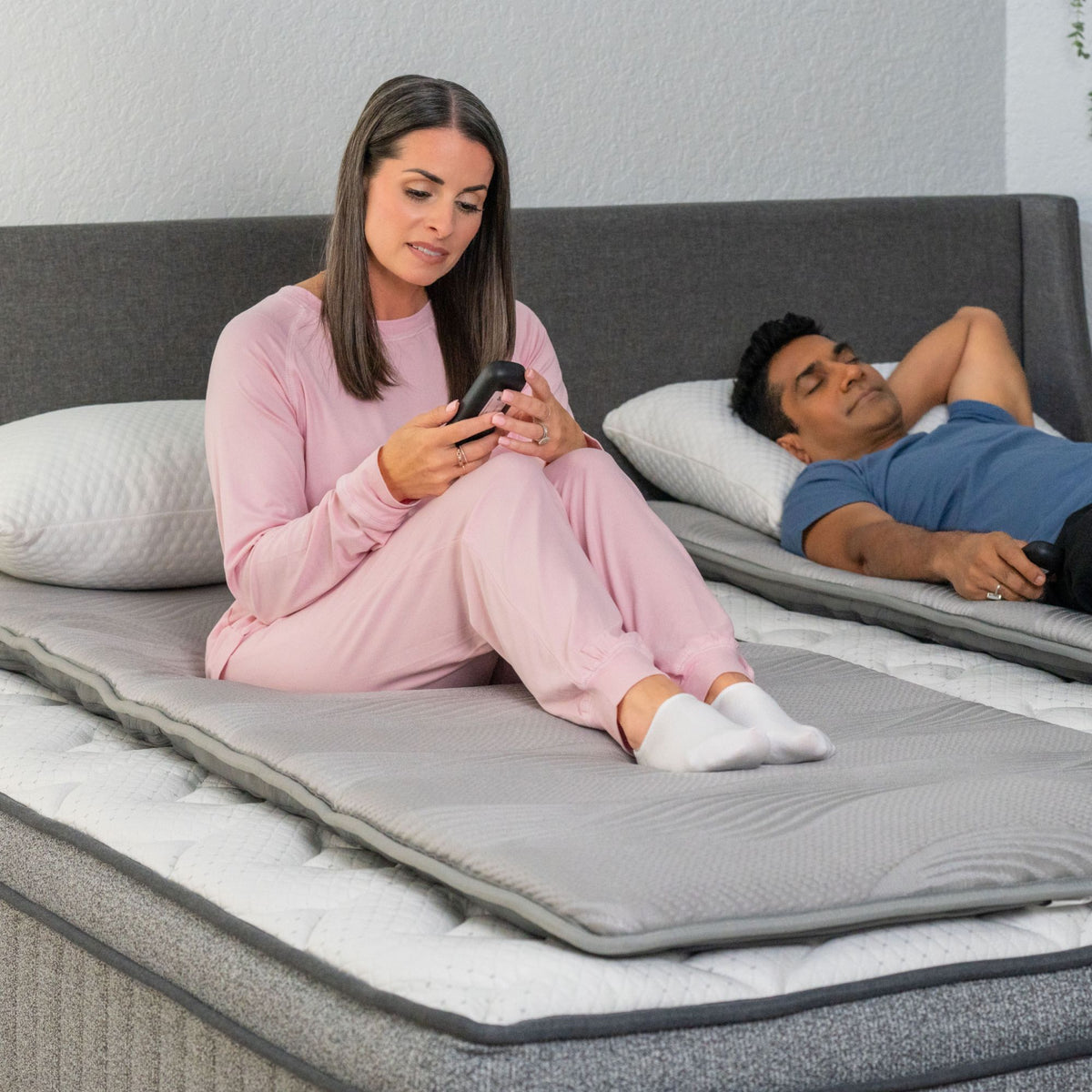 Massage Topper With Gel Infused Memory Foam And Air Cell Technology - Gray