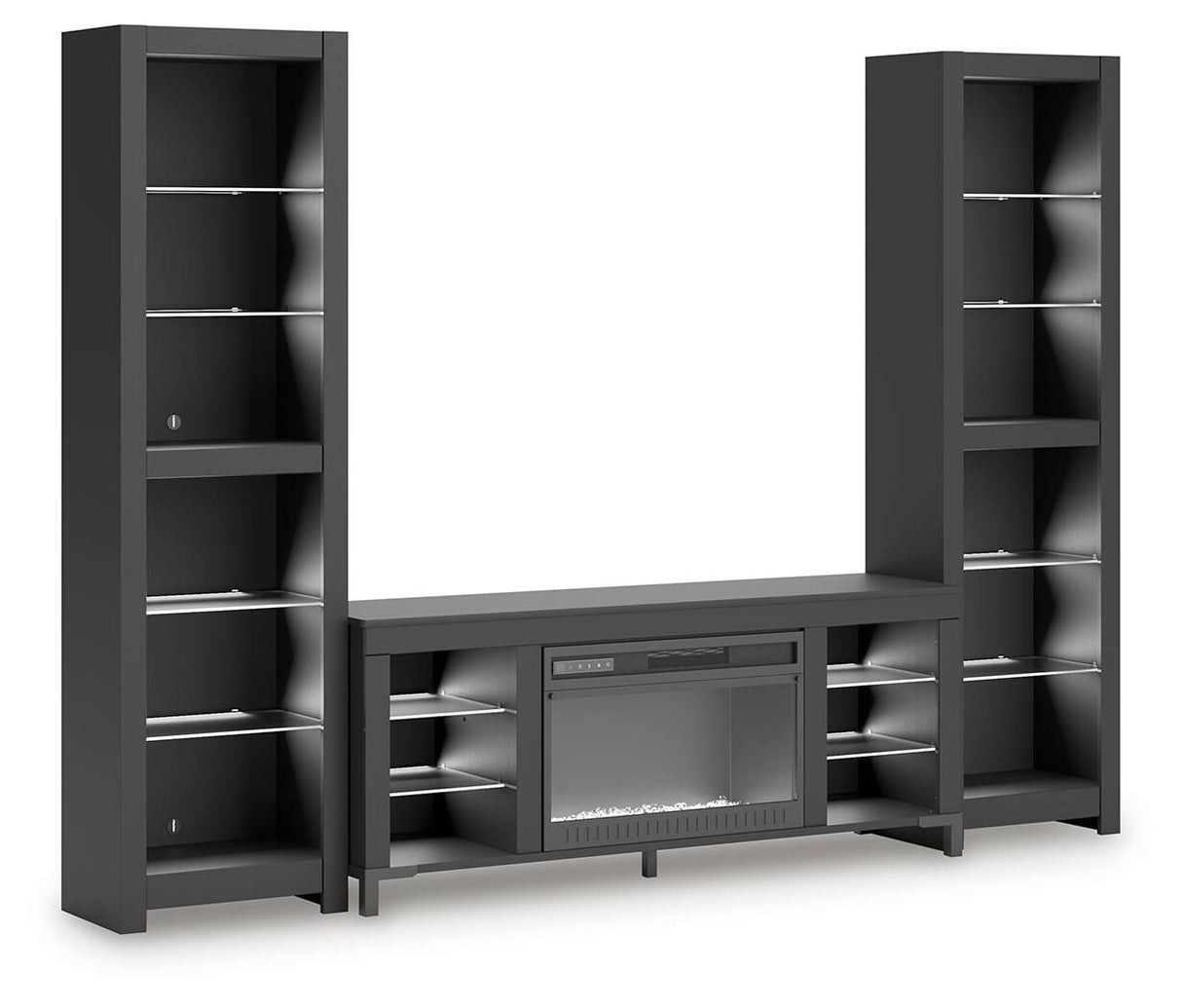 Cayberry - 3-Piece Entertainment Center With Electric Fireplace - Black
