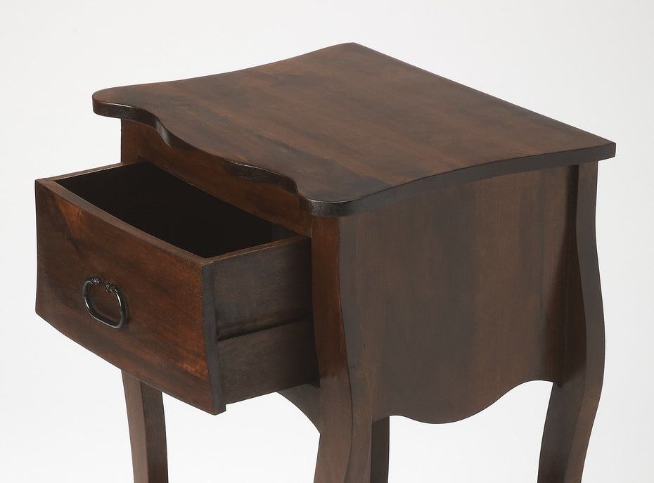 One Drawer Solid Wood Nightstand - Brown