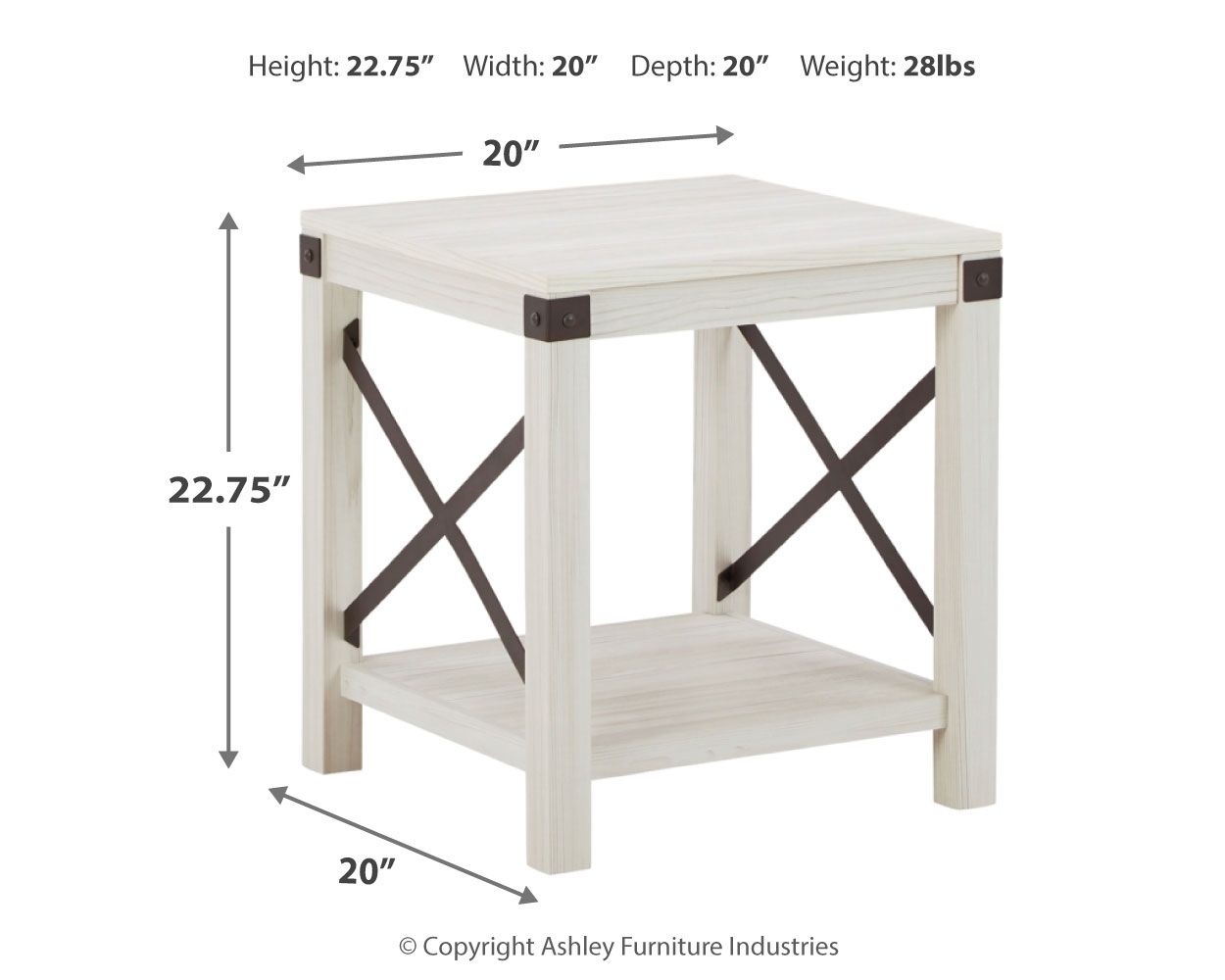 Bayflynn - Whitewash - Square End Table