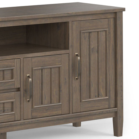 Lev - Handcrafted TV Media Stand - Smoky Brown by Simpli-Home | Bel Furniture