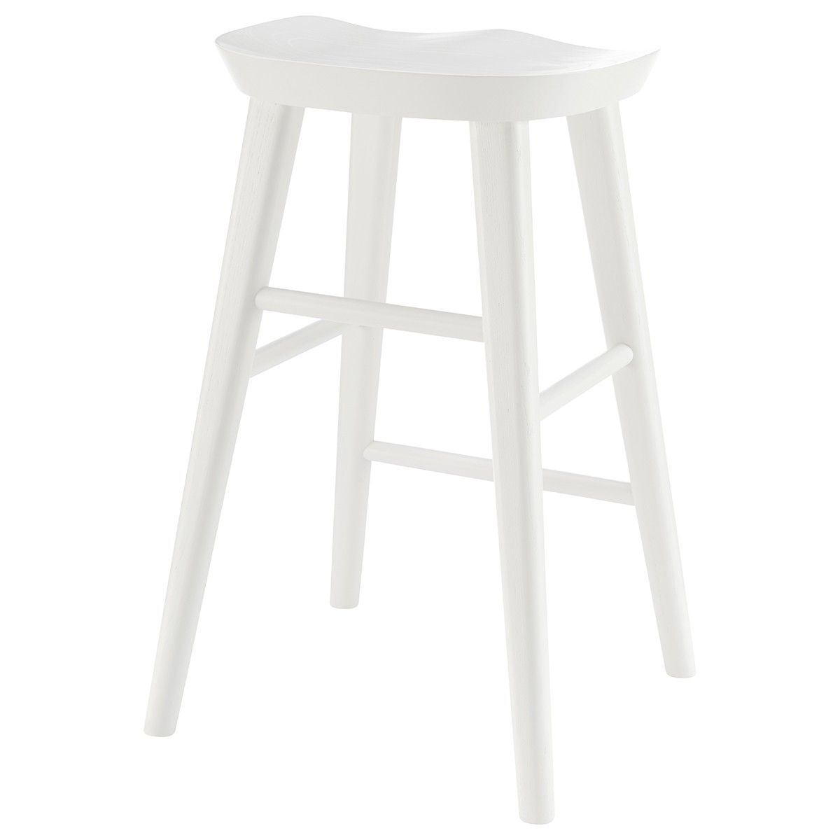 Solid Wood Backless Counter Height Bar Chair - White