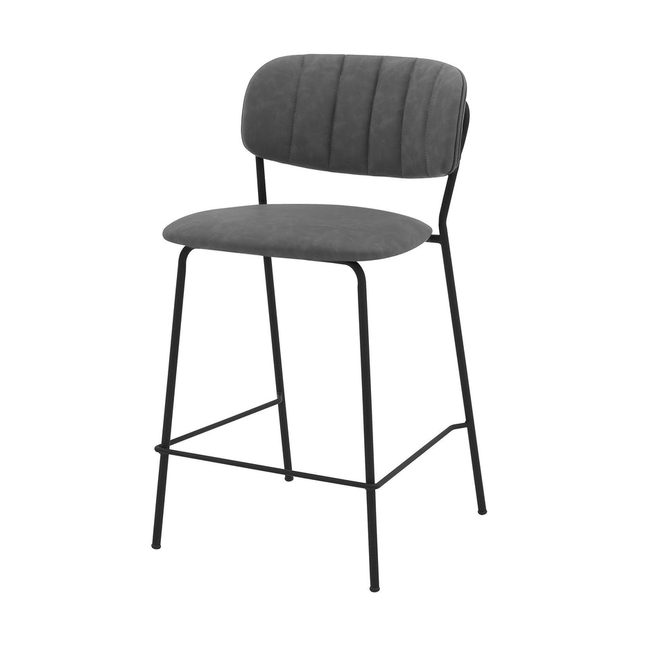 Iron Counter Height Bar Chair - Gray / Black