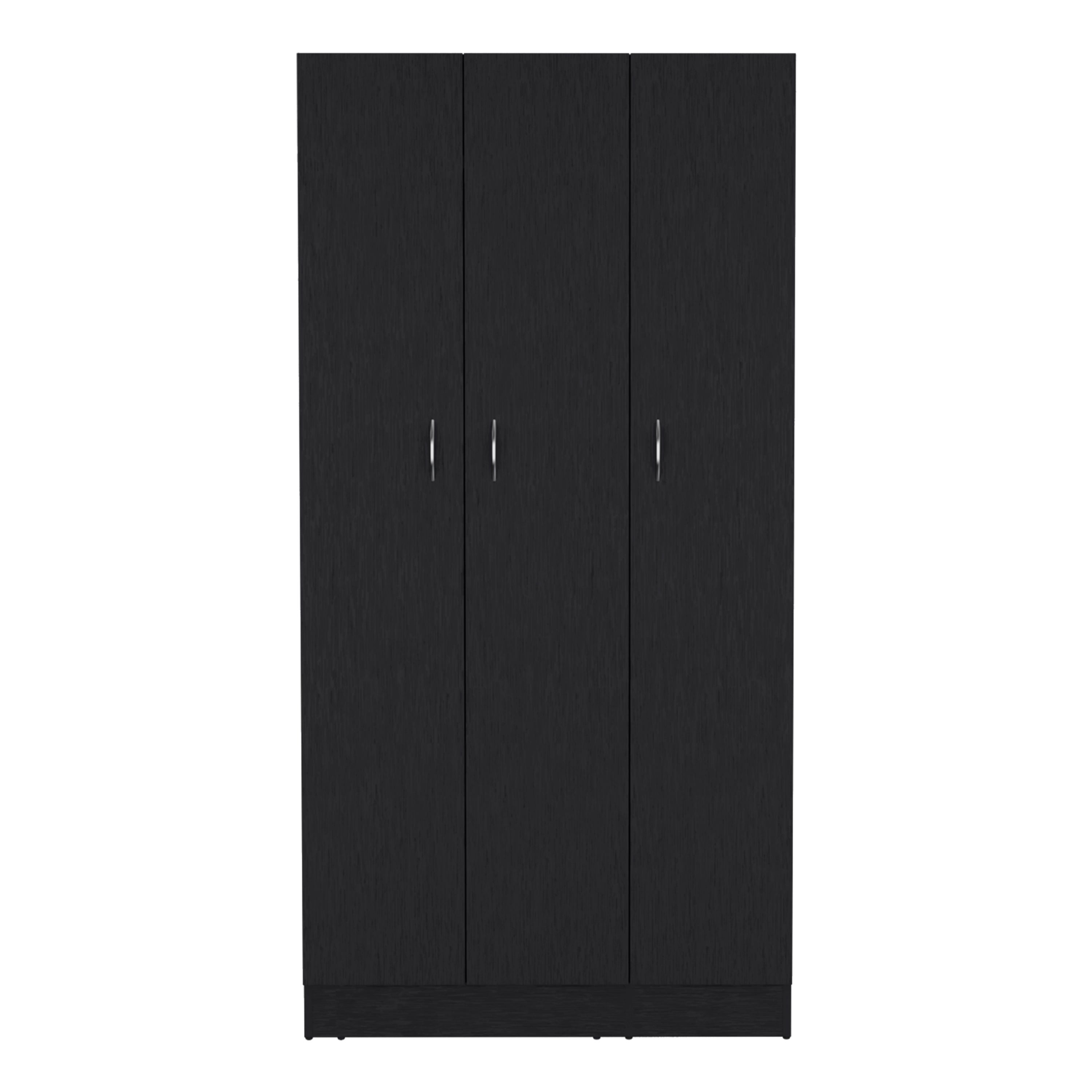 Wardrobe Armoire With 3 Doors And 2 Inner Drawers, 3 Doors - Black