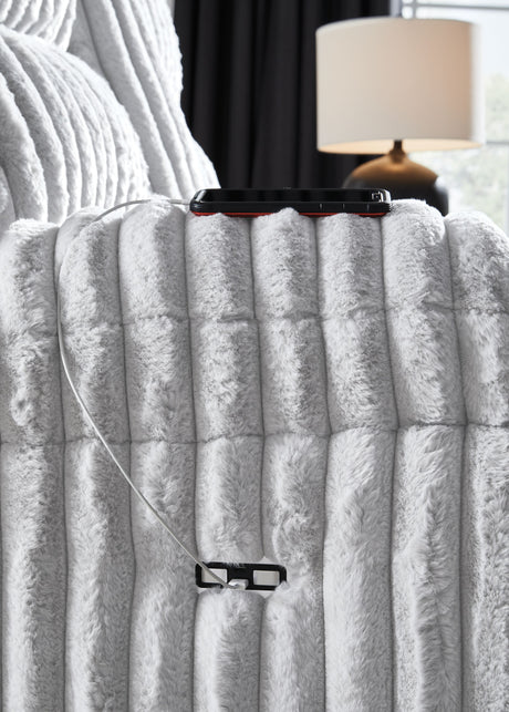 Rhines Falls - Alloy - Reclining Power Sofa With Drop Down Table by Signature Design by Ashley® | Bel Furniture