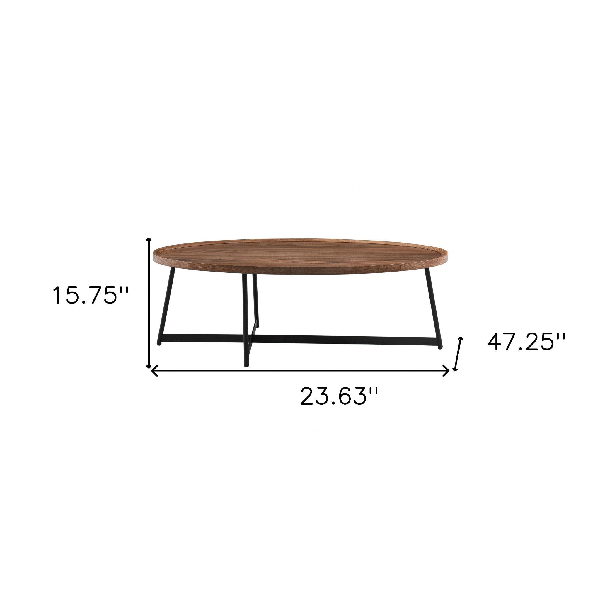 Metal Oval Coffee Table - Brown / Black