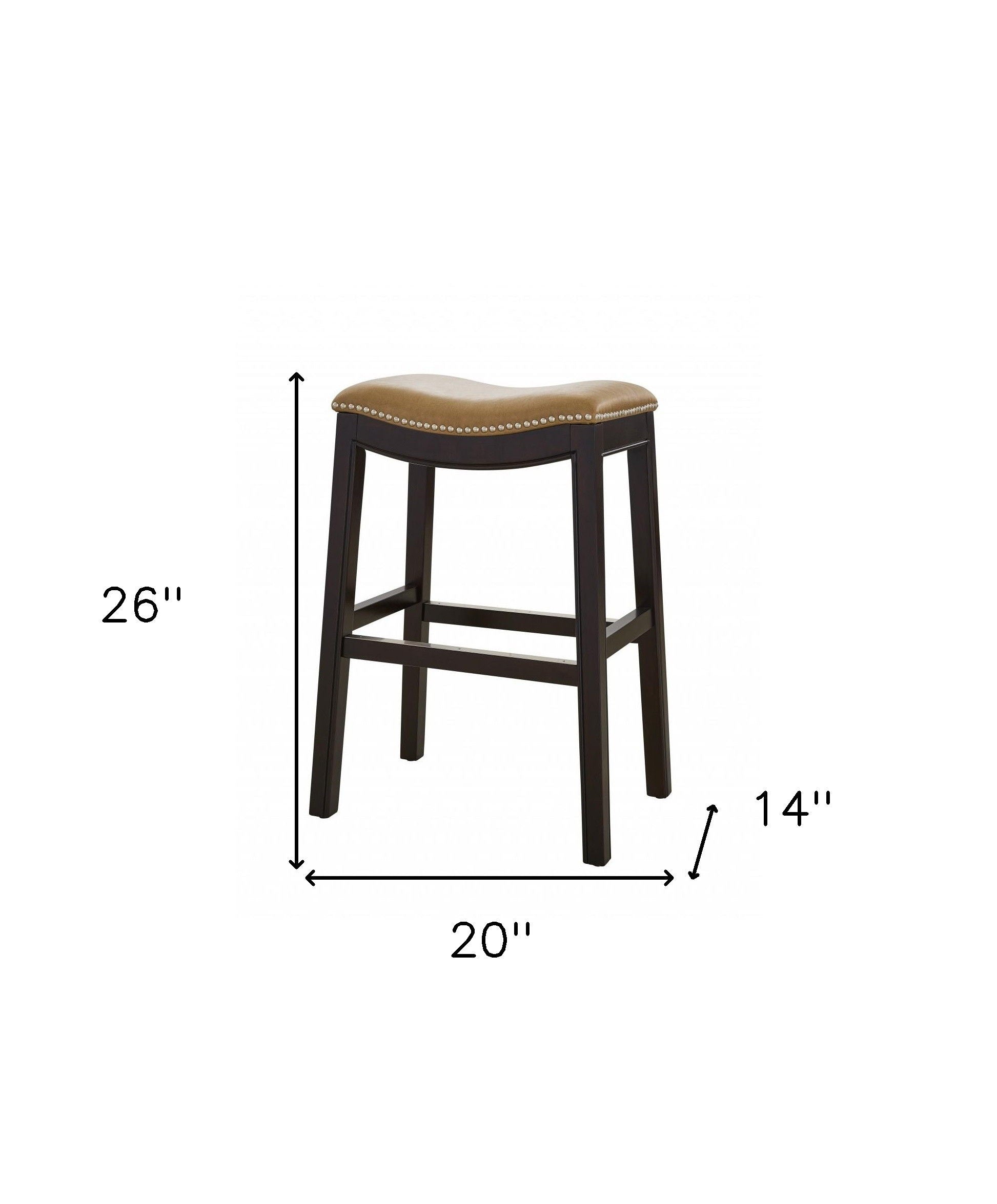 Solid Wood Backless Bar Height Bar Chair - Tan / Espresso