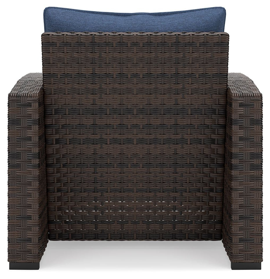 Windglow - Blue / Brown - Lounge Chair With Cushion