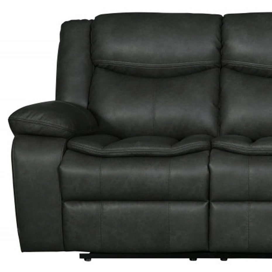 Italian Leather Sofa - Gray / Black