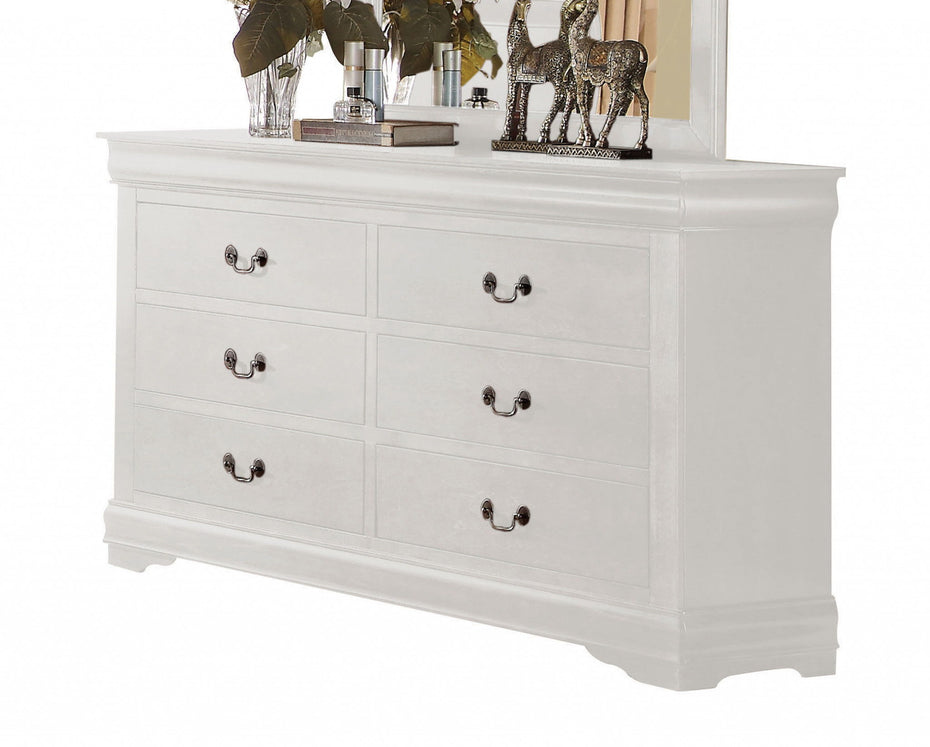 Six Drawer Double Dresser Wood - White