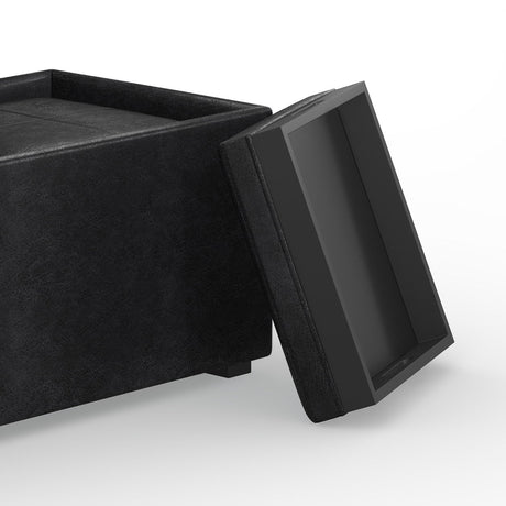 Avalon - 5 Piece Storage Ottoman - Distressed Black by Simpli-Home | Bel Furniture