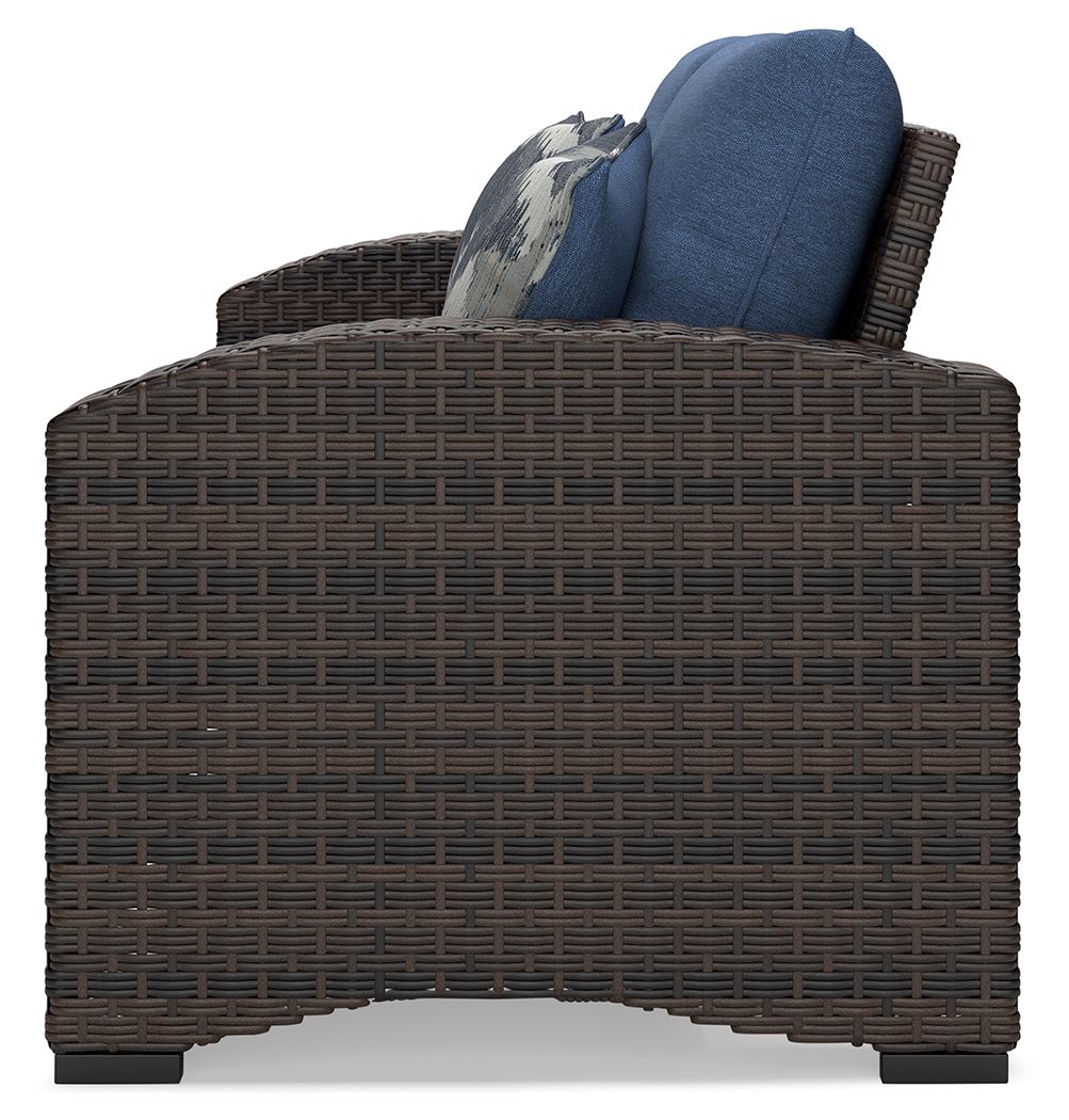 Windglow - Blue / Brown - Loveseat With Cushion