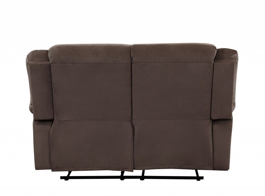 Microfiber Manual Reclining Loveseat - Brown