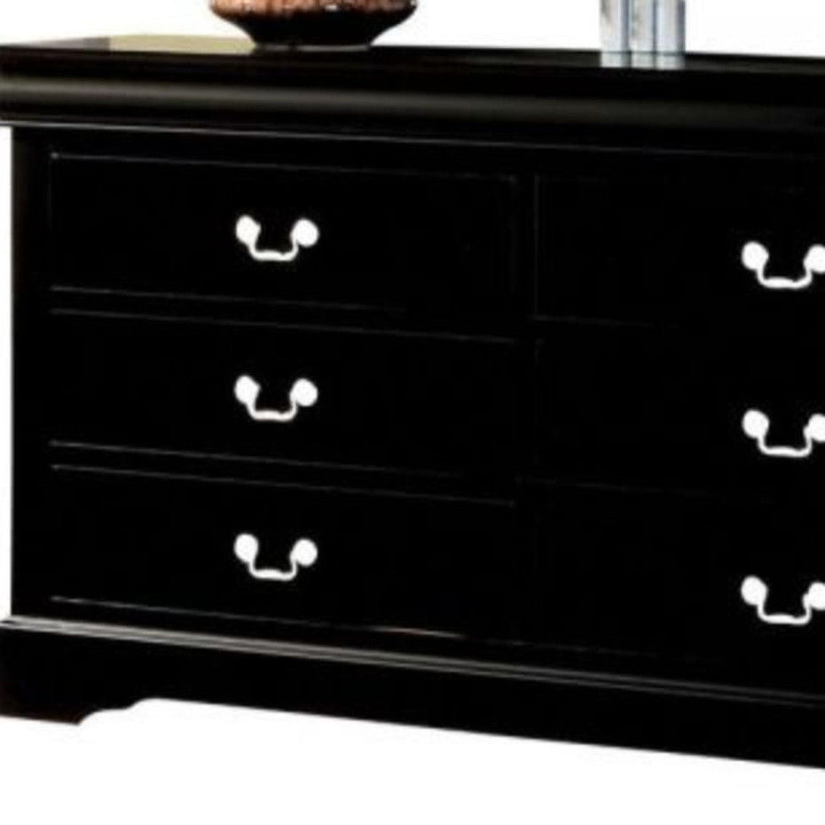 Double Dresser Wooden 6 Drawer - Black