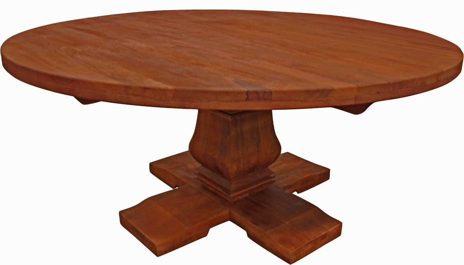 Rounded Solid Dining Table - Brown