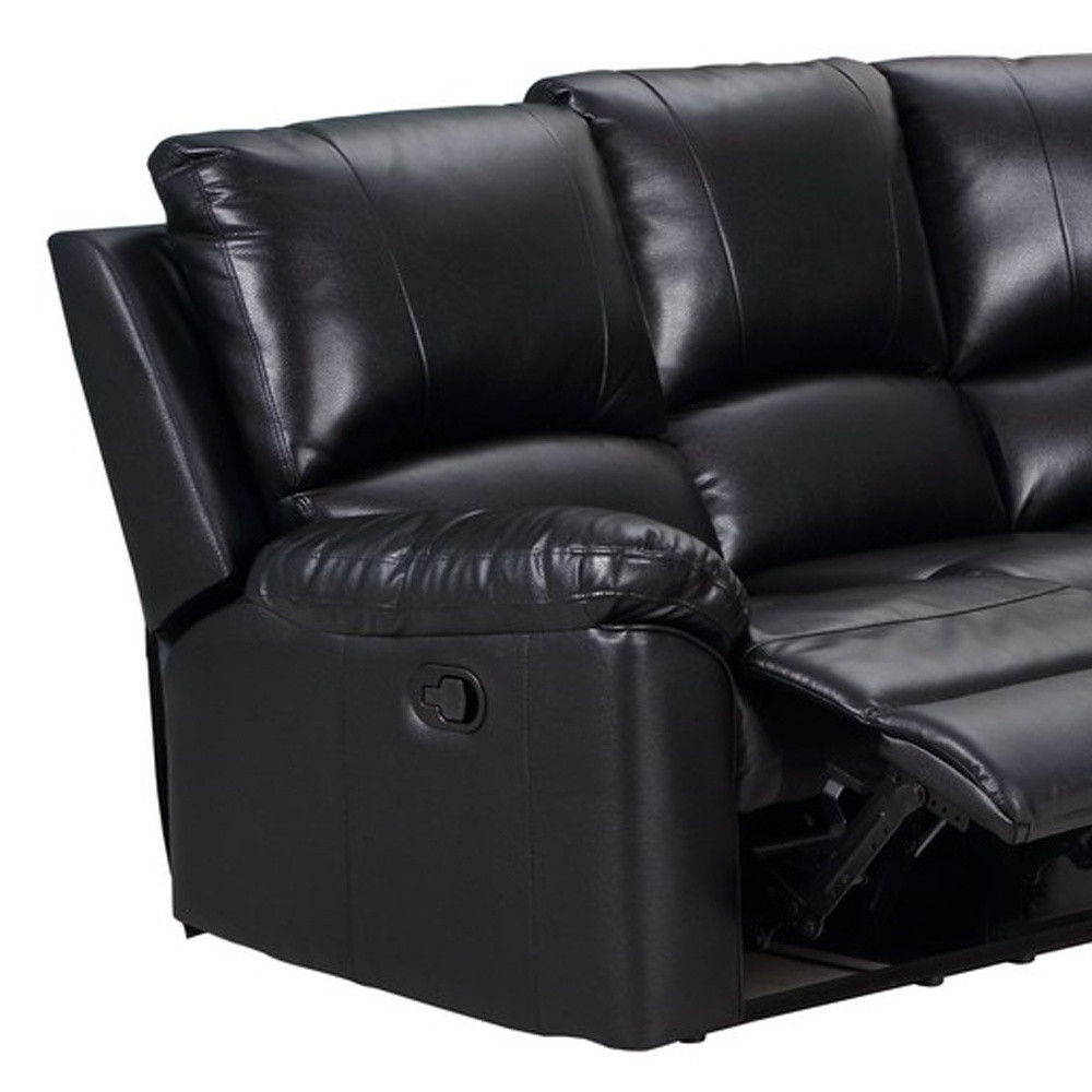 Polyester Blend Power Reclining U Shaped Three Piece Corner Sectional - Black