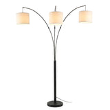 Royal - 3 Arm Arc Floor Lamp, Oil Rubbed Bonze With Linen Shade, 4 Way Rotary Switch - Oil-Rubbed Bronze