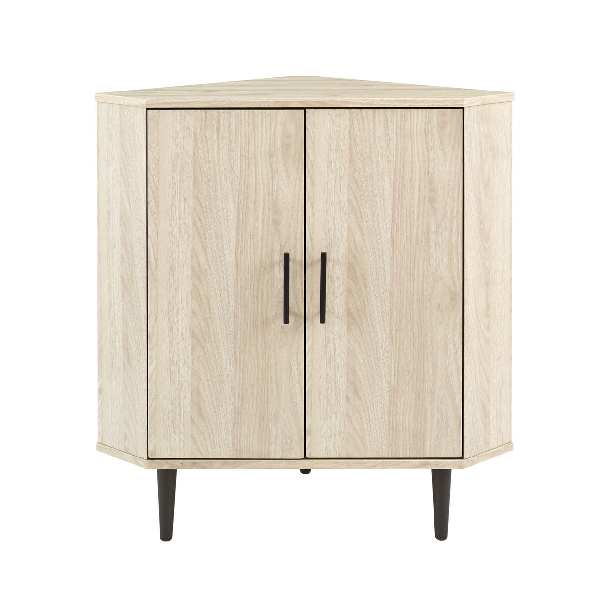 Contemporary 2 Door Mixed-Material Corner Accent Cabinet by Walker Edison | Bel Furniture