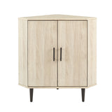 Contemporary 2 Door Mixed-Material Corner Accent Cabinet by Walker Edison | Bel Furniture