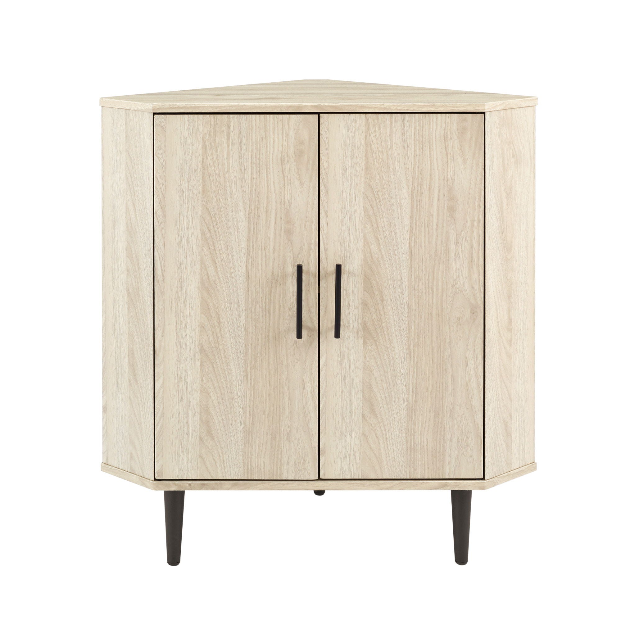 Contemporary 2 Door Mixed-Material Corner Accent Cabinet