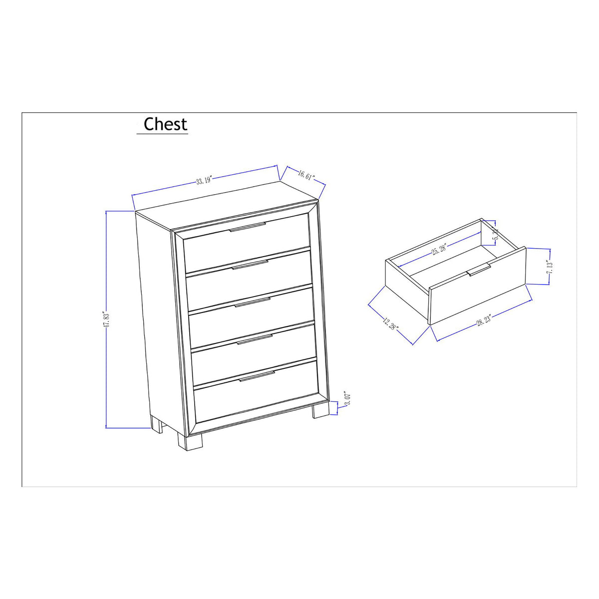 Cllisie - 5 Piece Bedroom Set With Padded Headboard