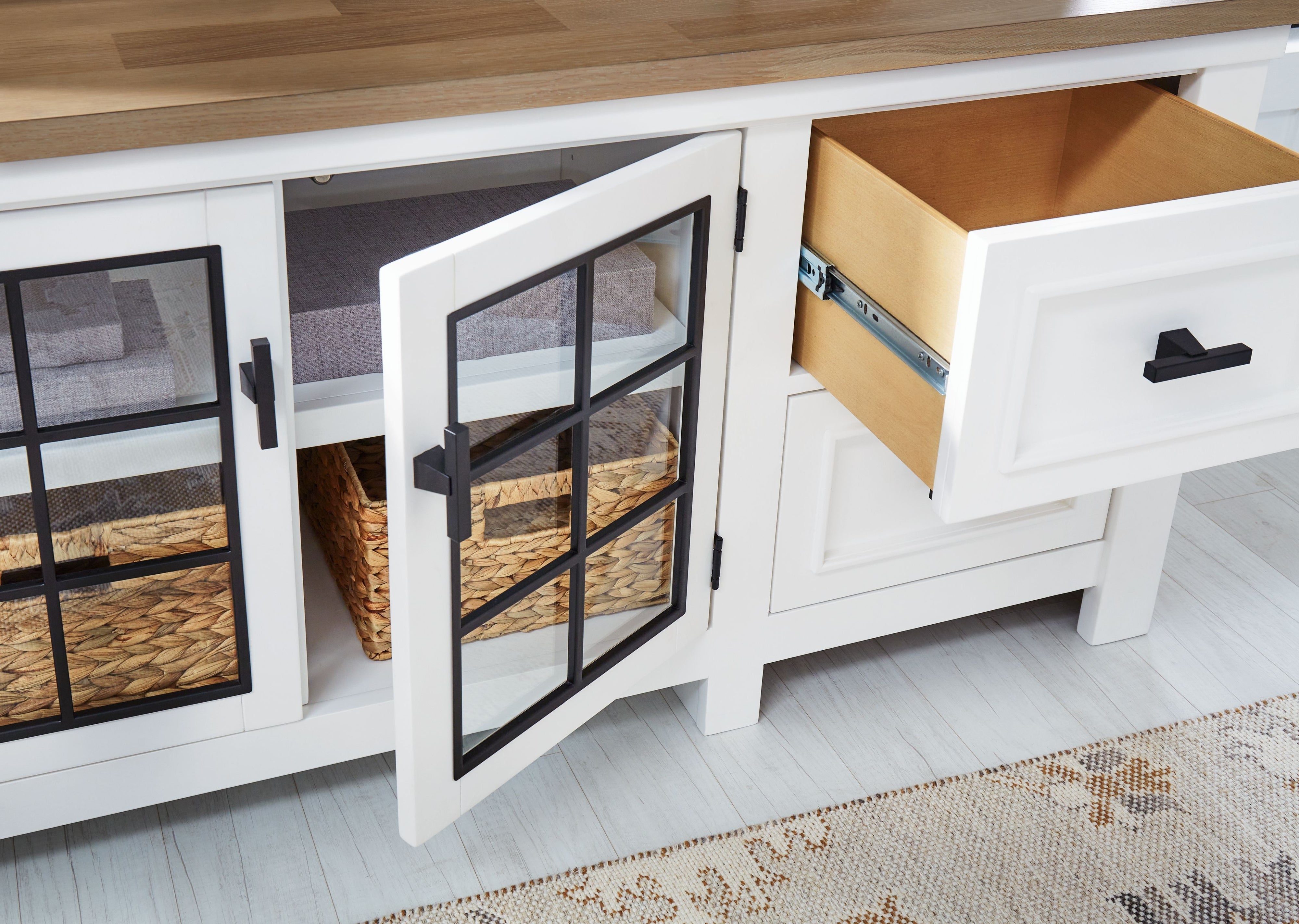 Ashbryn - White / Natural - Extra Large TV Stand