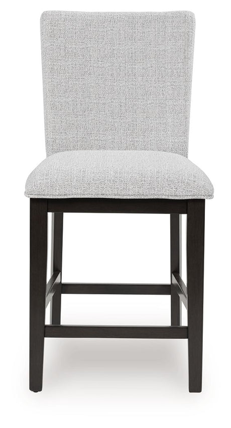 Neymorton - Dark Grayish Brown - Upholstered Barstool (Set of 2) by Signature Design by Ashley® | Bel Furniture