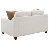 Christine - Upholstered Sloped Arm Loveseat - Beige by CoasterElevations | Bel Furniture
