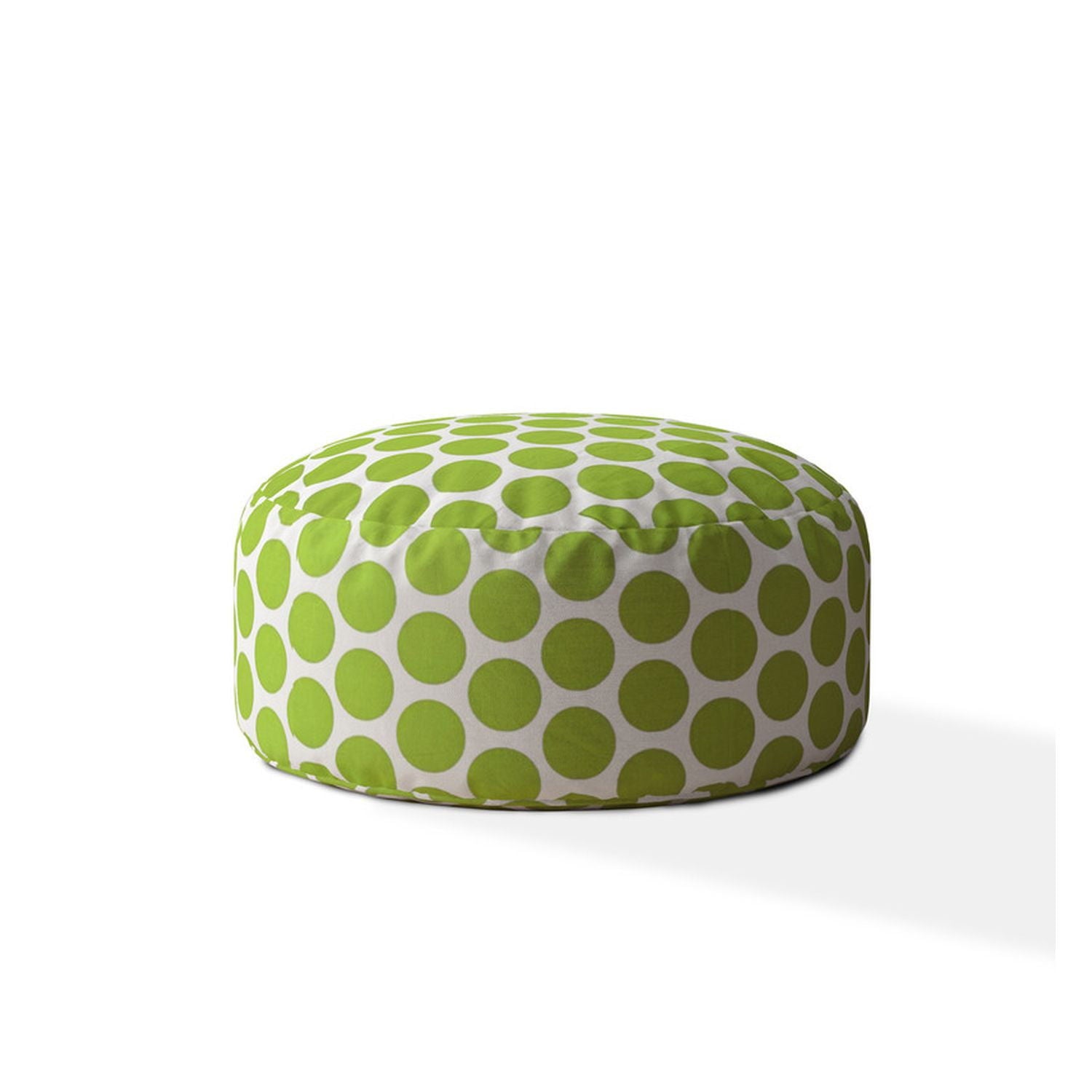 Cotton Round Polka Dots Pouf Ottoman - Green / White