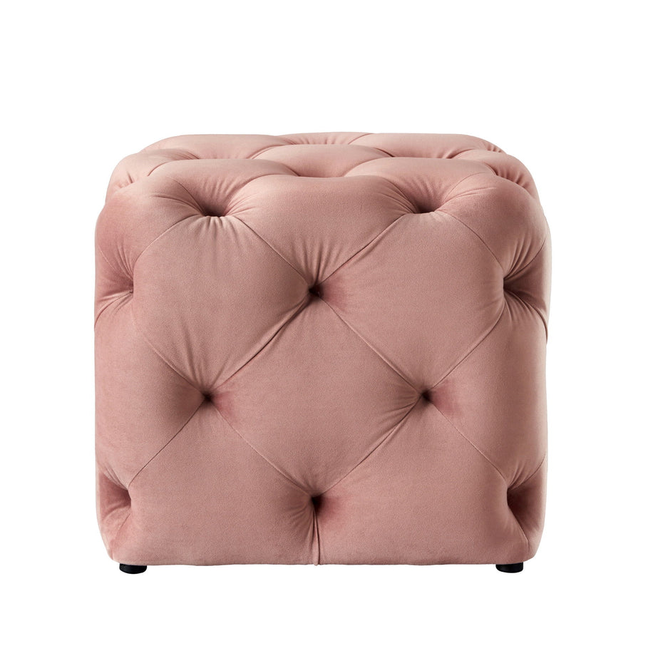 Velvet Cube Ottoman - Blush