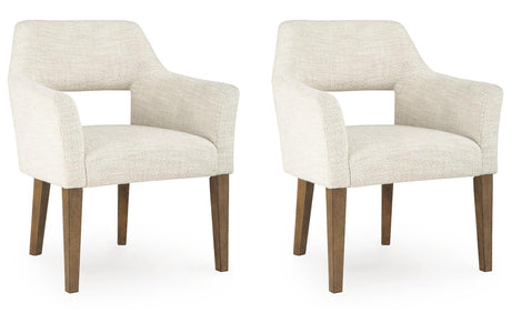 Marxmore Dining Upholstered Arm Chair (Set of 2) Beige and Brown