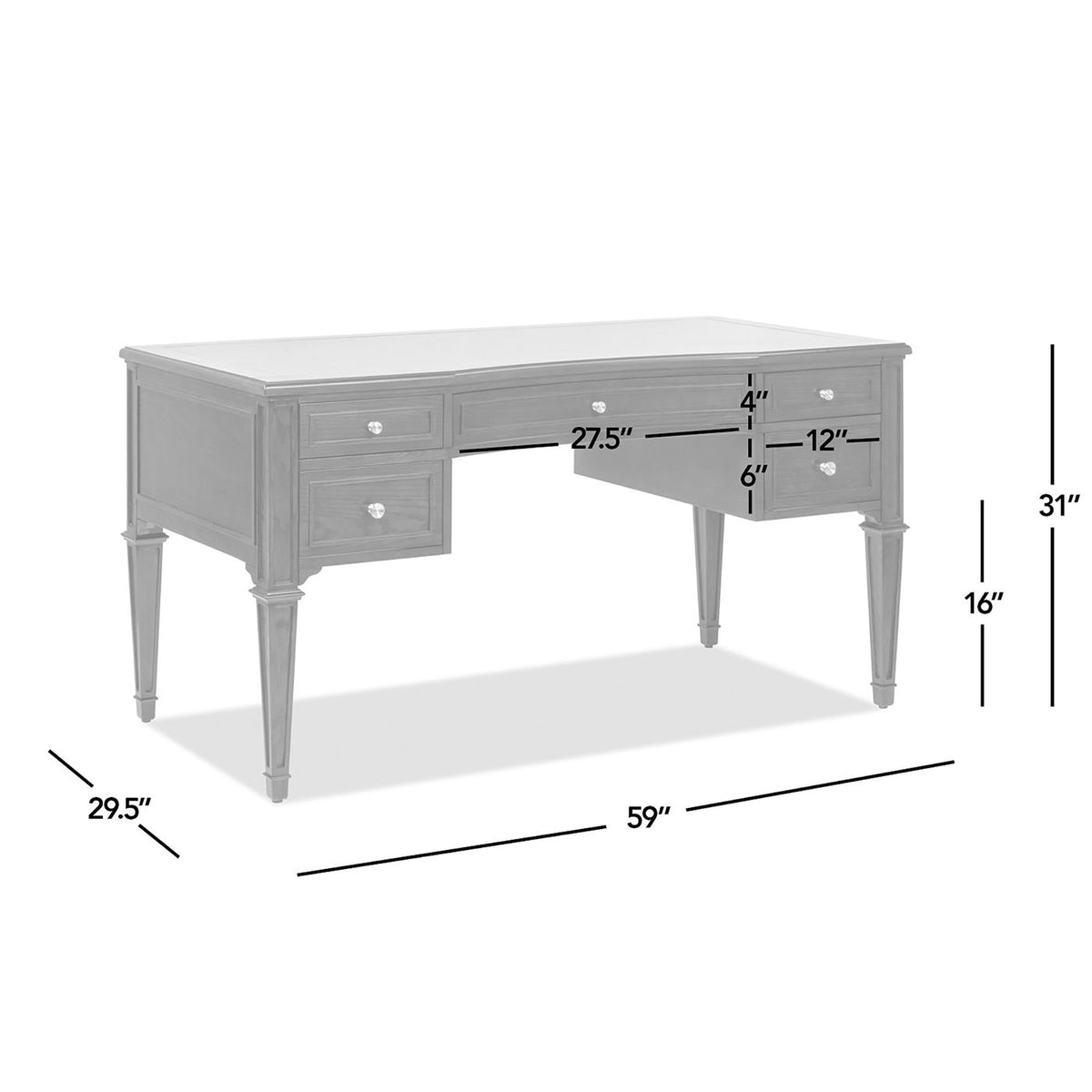 Dauphin - 5 Drawer Executive Desk by Jennifer Taylor Home | Bel Furniture