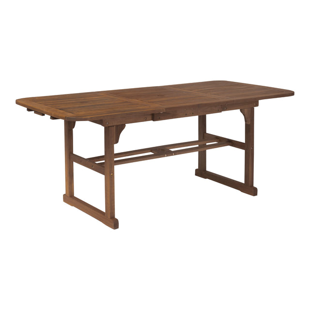 Modern Slat Top Solid Acacia Wood Butterfly Outoor Dining Table Dark Brown by Walker Edison | Bel Furniture