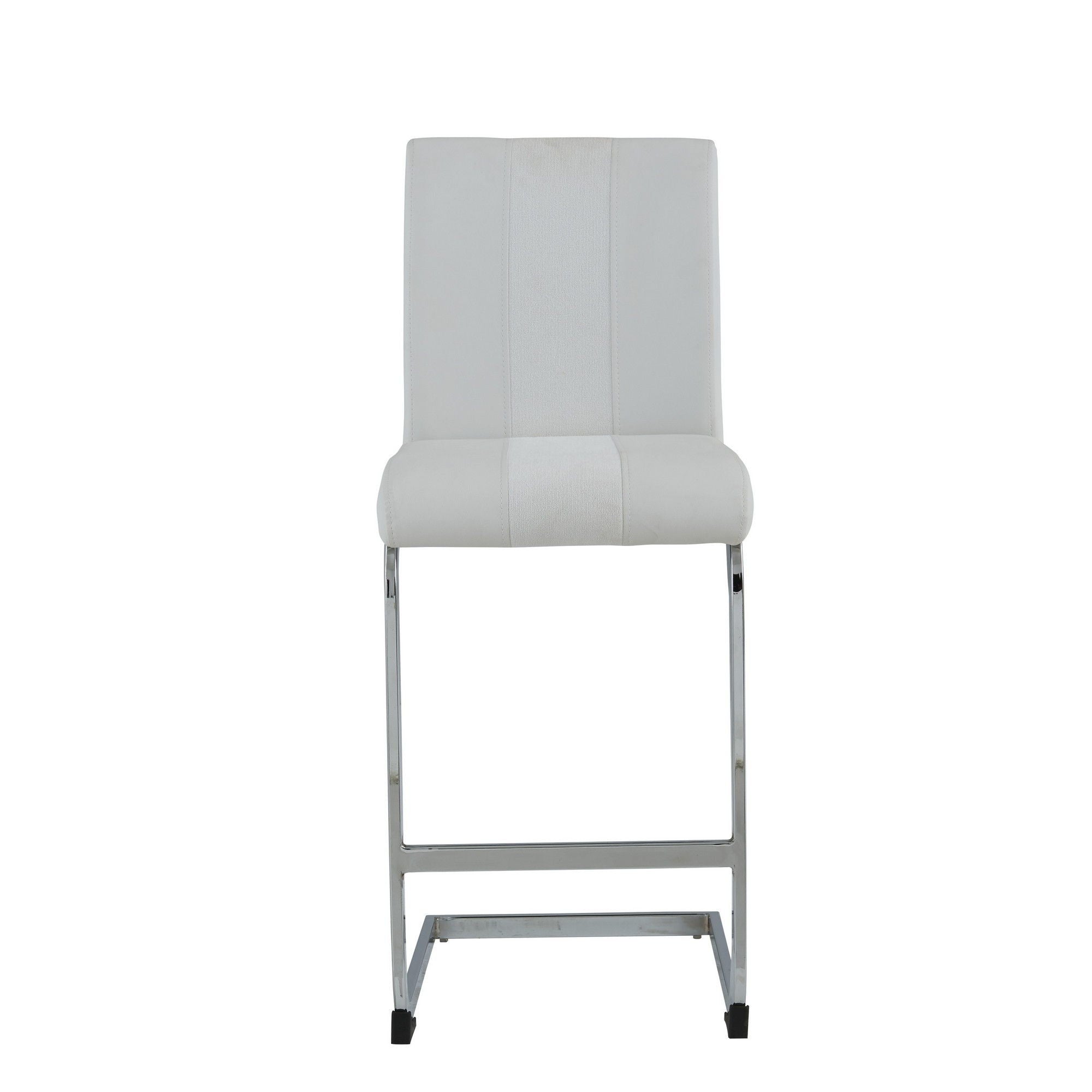 Metal Low Back Counter Height Bar Chairs (Set of 4) - White / Silver