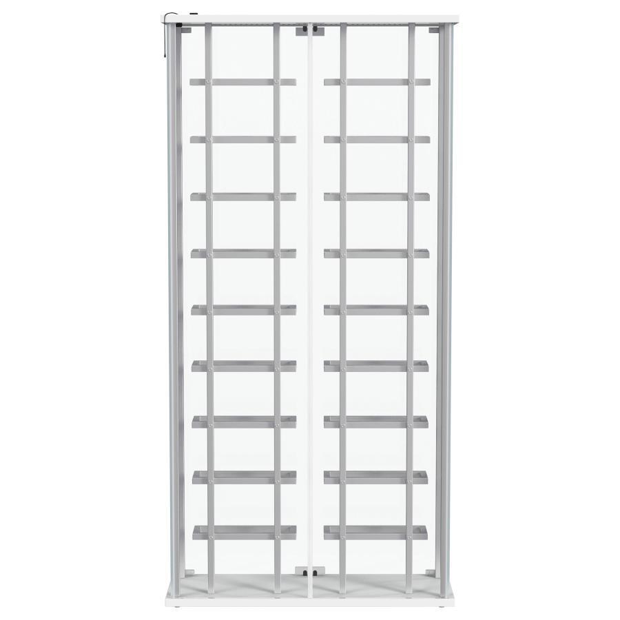 Montara - Tempered Glass Wine Storage LED Curio Cabinet - Chrome by Coaster Fine Furniture | Bel Furniture