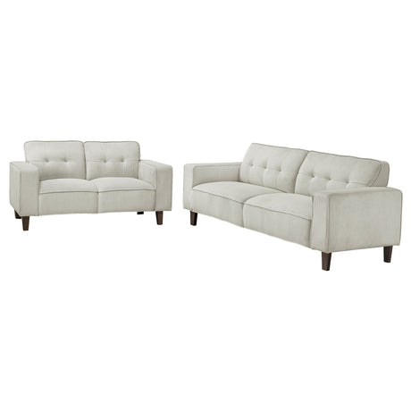 Deerhurst - Upholstered Tufted Track Arm Sofa Set Beige 2 Pc. Sofa, Loveseat by Coaster Fine Furniture | Bel Furniture