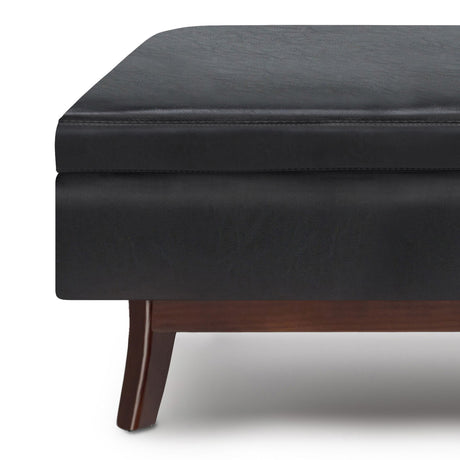 Owen - Rectangular Storage Ottoman - Midnight Black by Simpli-Home | Bel Furniture
