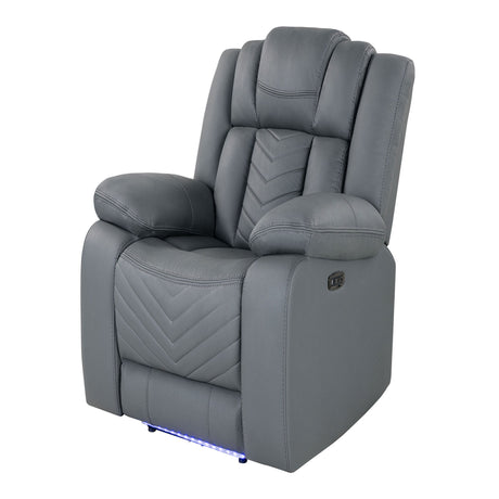 Raize - Power Recliner With LED Functionality - Gray - view 3