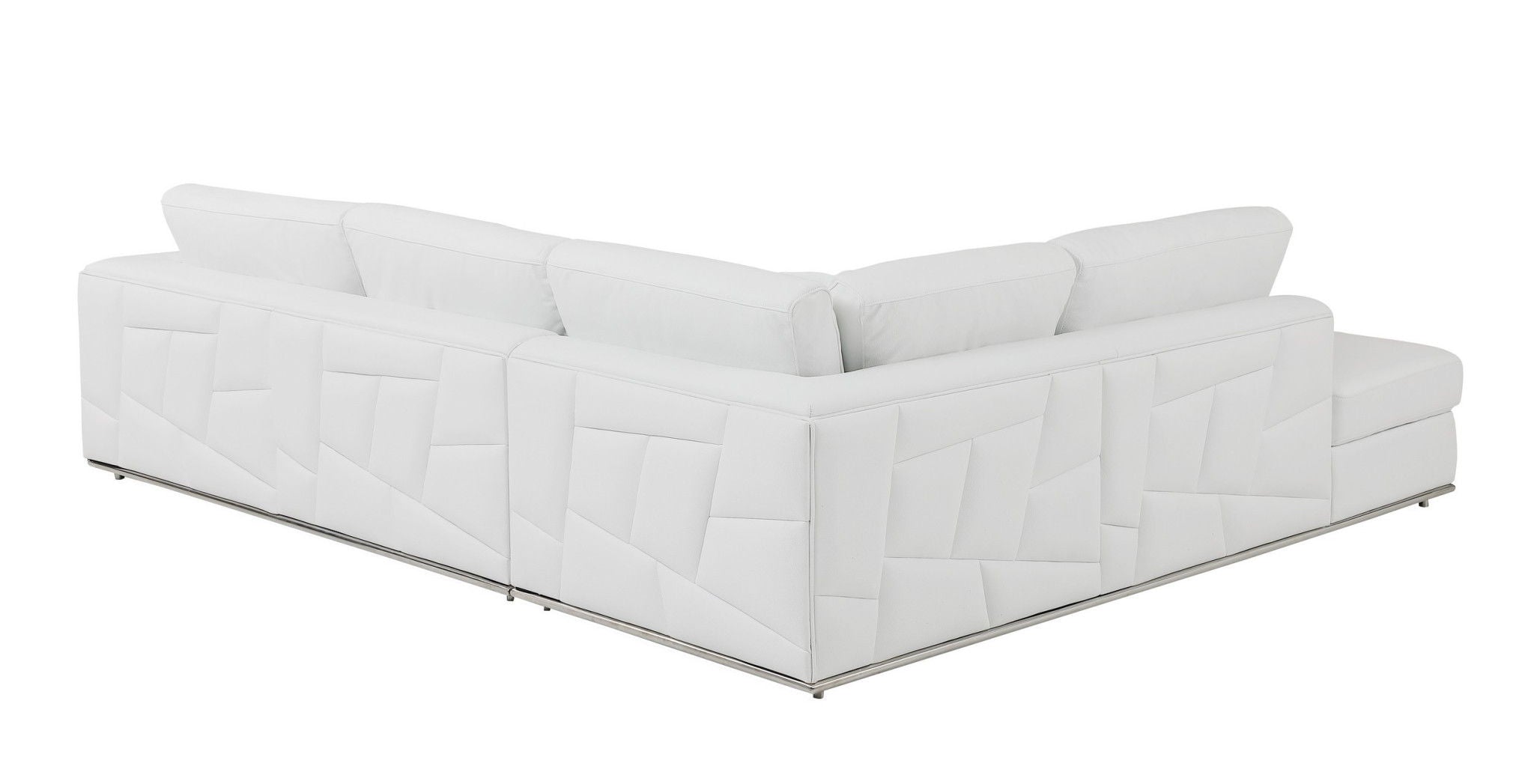 Italian Leather Reclining L Shaped, Two Piece Corner Sectional - White