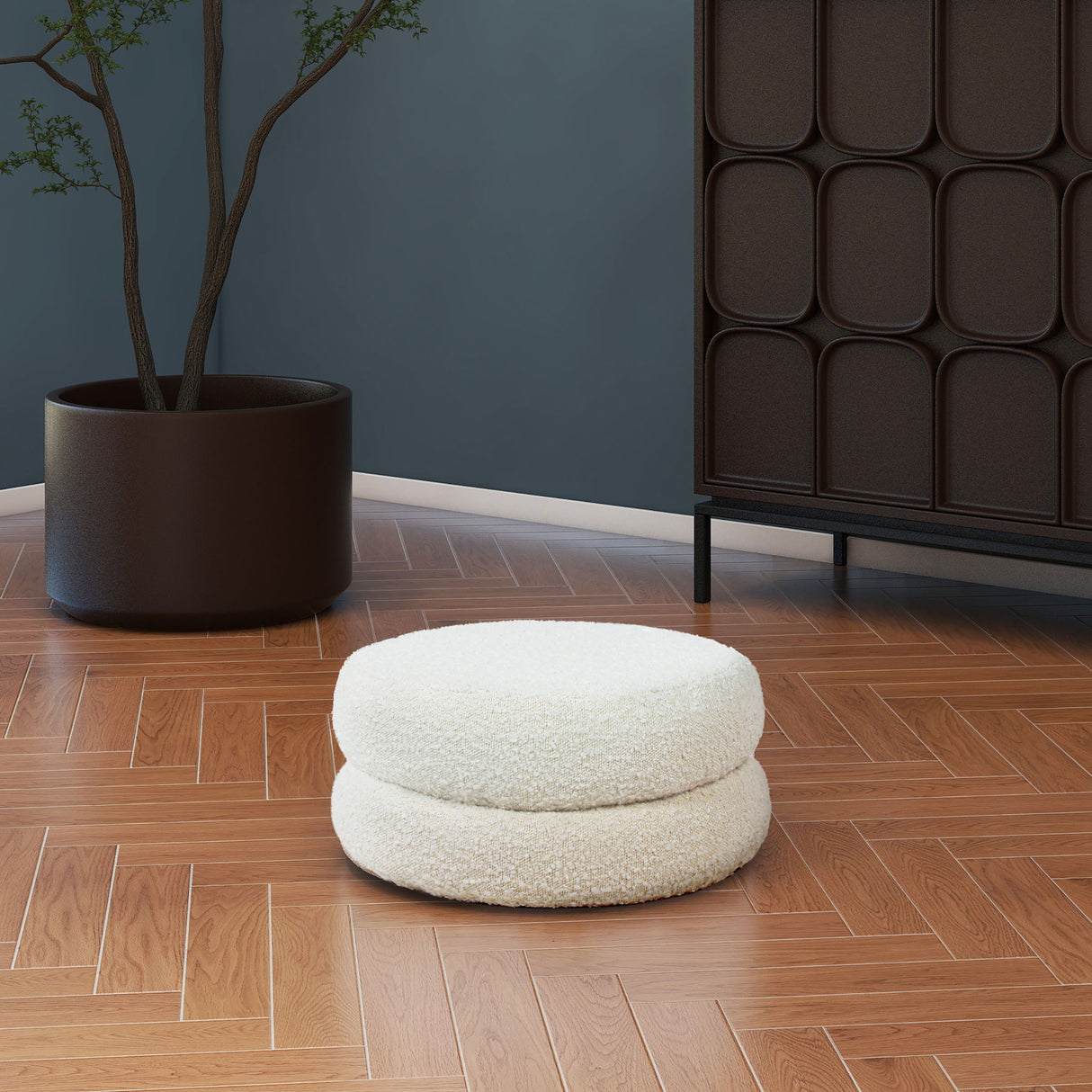 Homary - Floor Cushion Footrest Ottoman - Ivory White by Jennifer Taylor Home | Bel Furniture