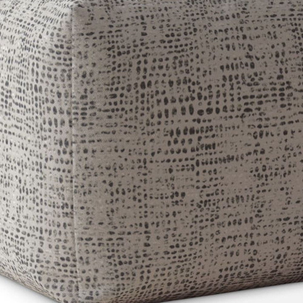 Canvas Abstract Pouf Ottoman - Beige