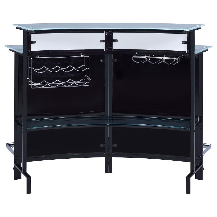 Keystone - Curved Glass Top Home Bar Wine Cabinet - Black by CoasterEssence | Bel Furniture