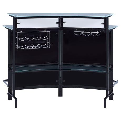 Keystone - Curved Glass Top Home Bar Wine Cabinet - Black by CoasterEssence | Bel Furniture