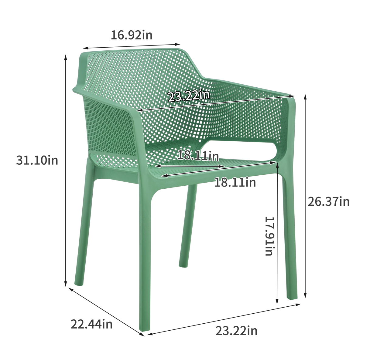 3 Piece Plastic Arm Chair Bistro Grs Premium Ocean Plastic